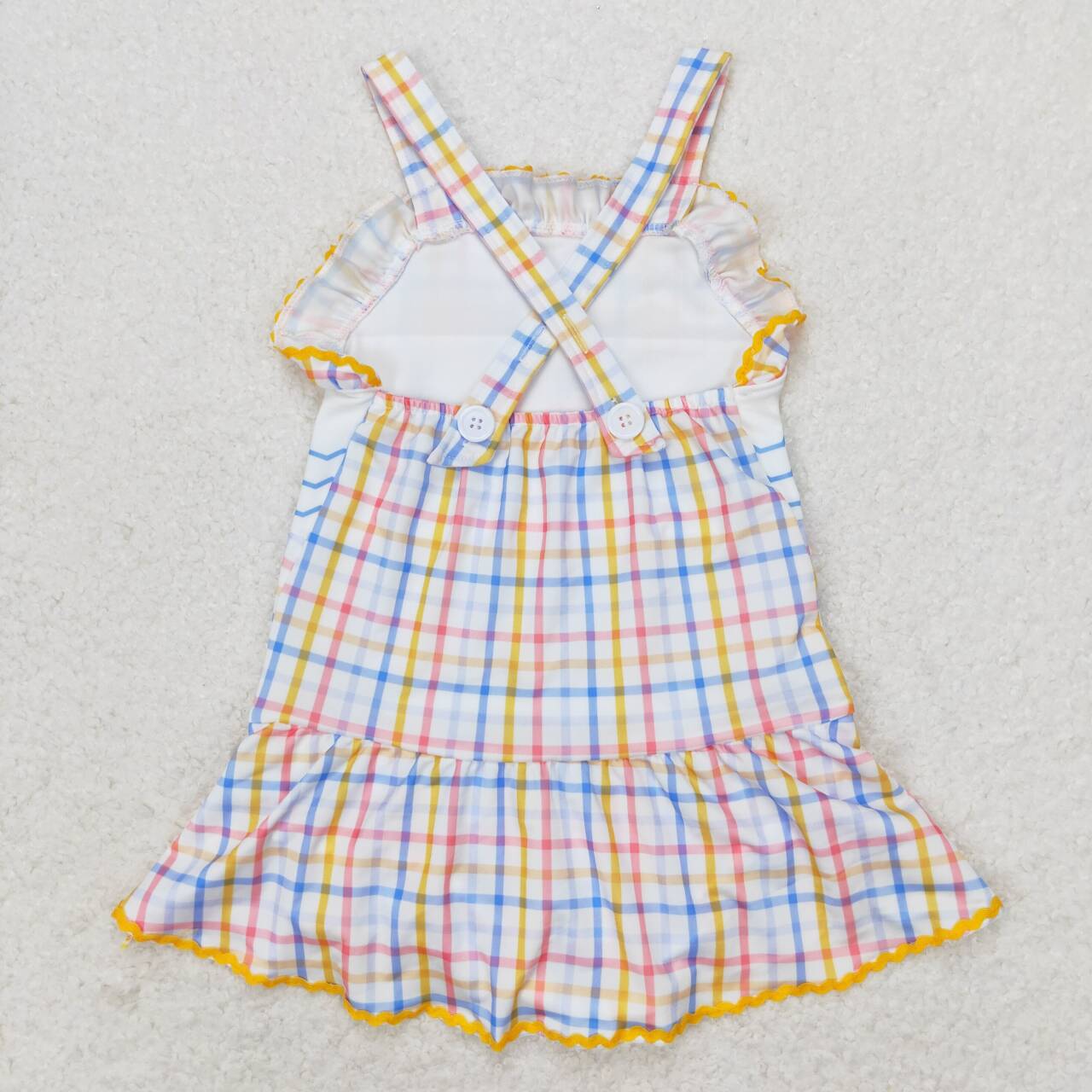 colorful plaid whale print baby girl one piece swismuit