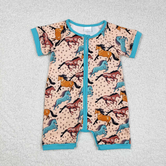 baby boy horse print zip sleeper