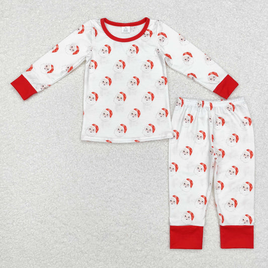 white santa print Christmas bamboo pajama set boy