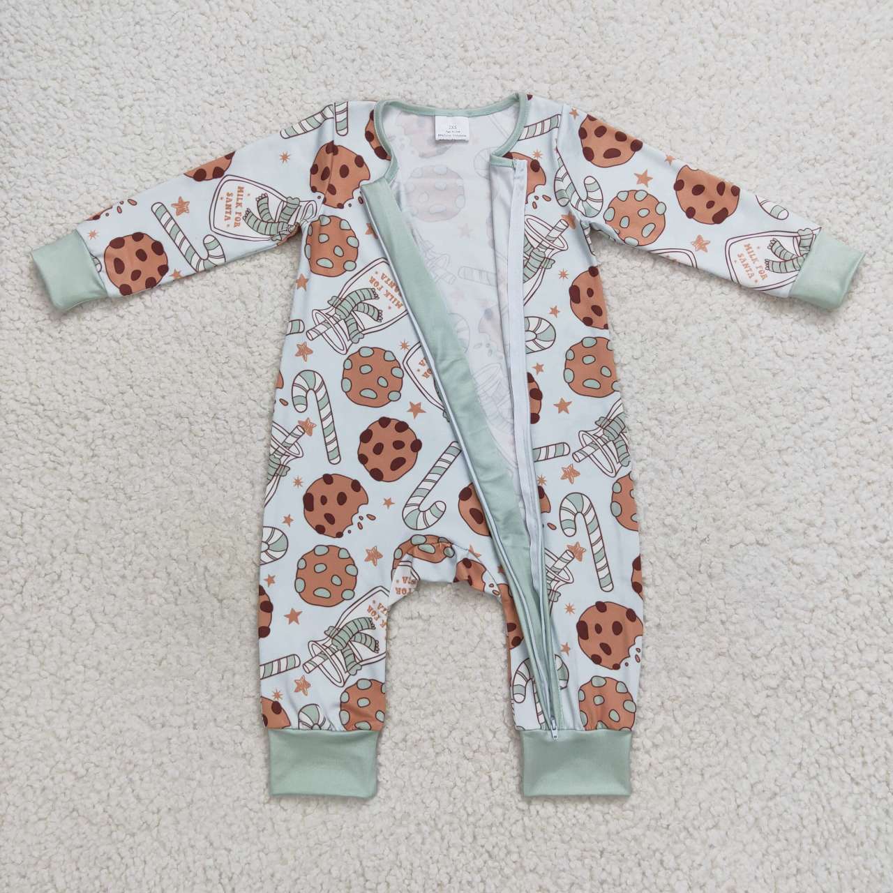 christmas cookie baby boys zipper sleeper