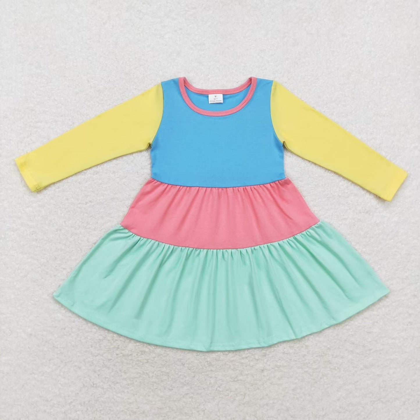 long sleeve cotton solid colorful dress