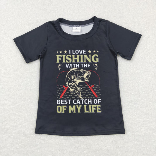 i love fishing black t-shirt kids clothing