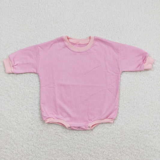 long sleeve cotton pink baby romper