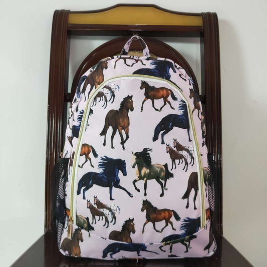 horse print kids backpack zip bag