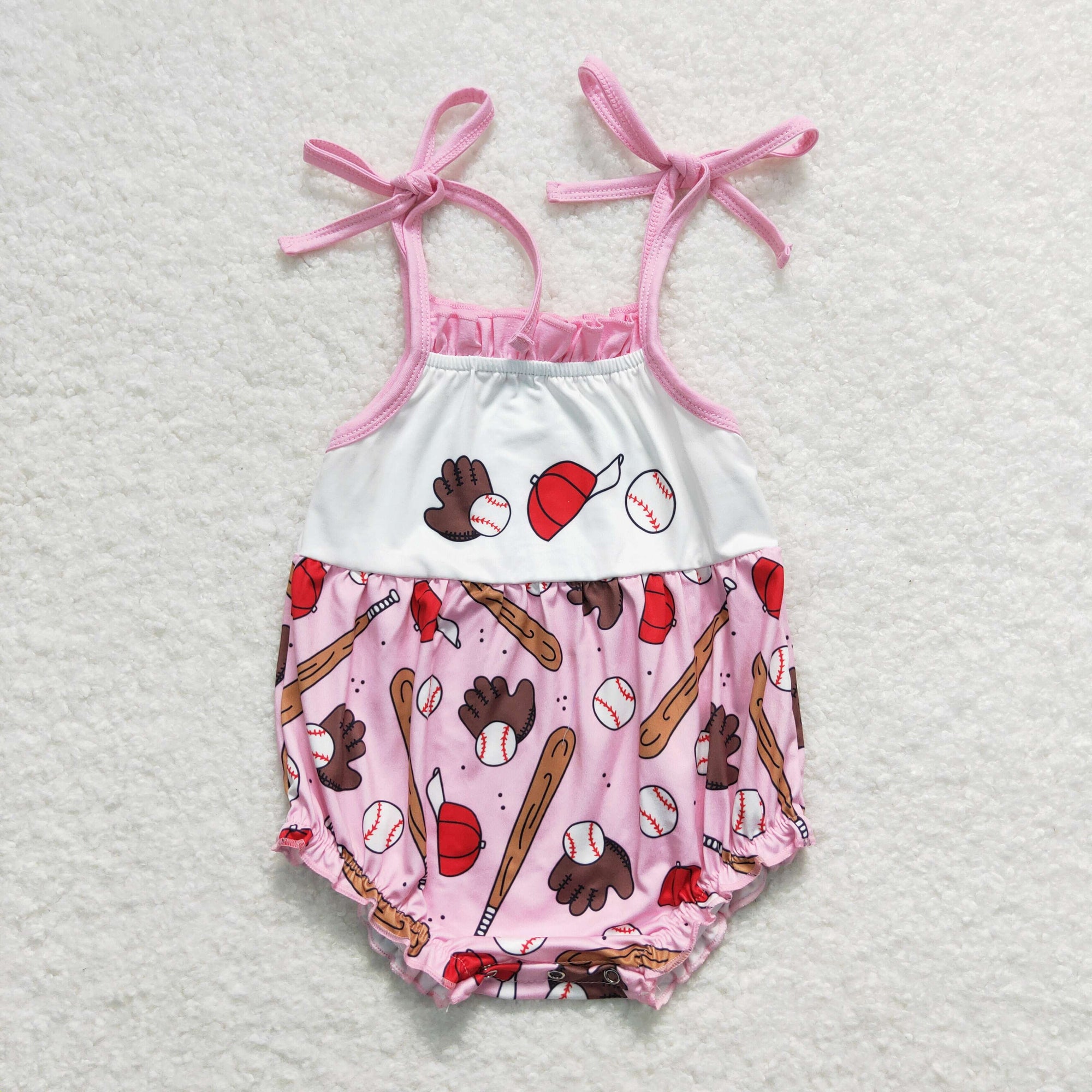 suspender baseball bubble pink baby girl clothes