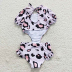 1pcs leopard kids girls swimsuit