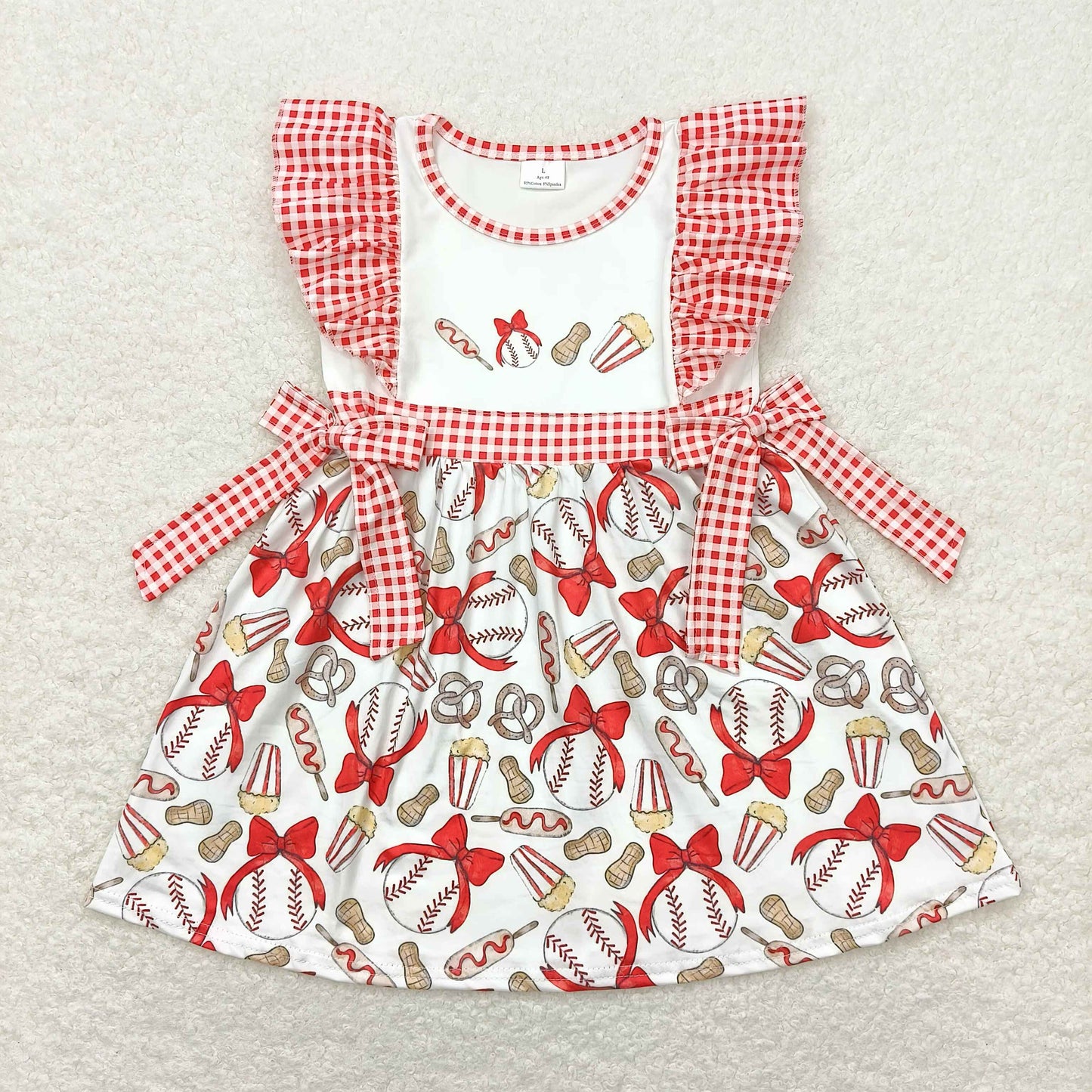 baseball popcorn bow dress