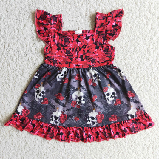 red floral bone girl halloween dress