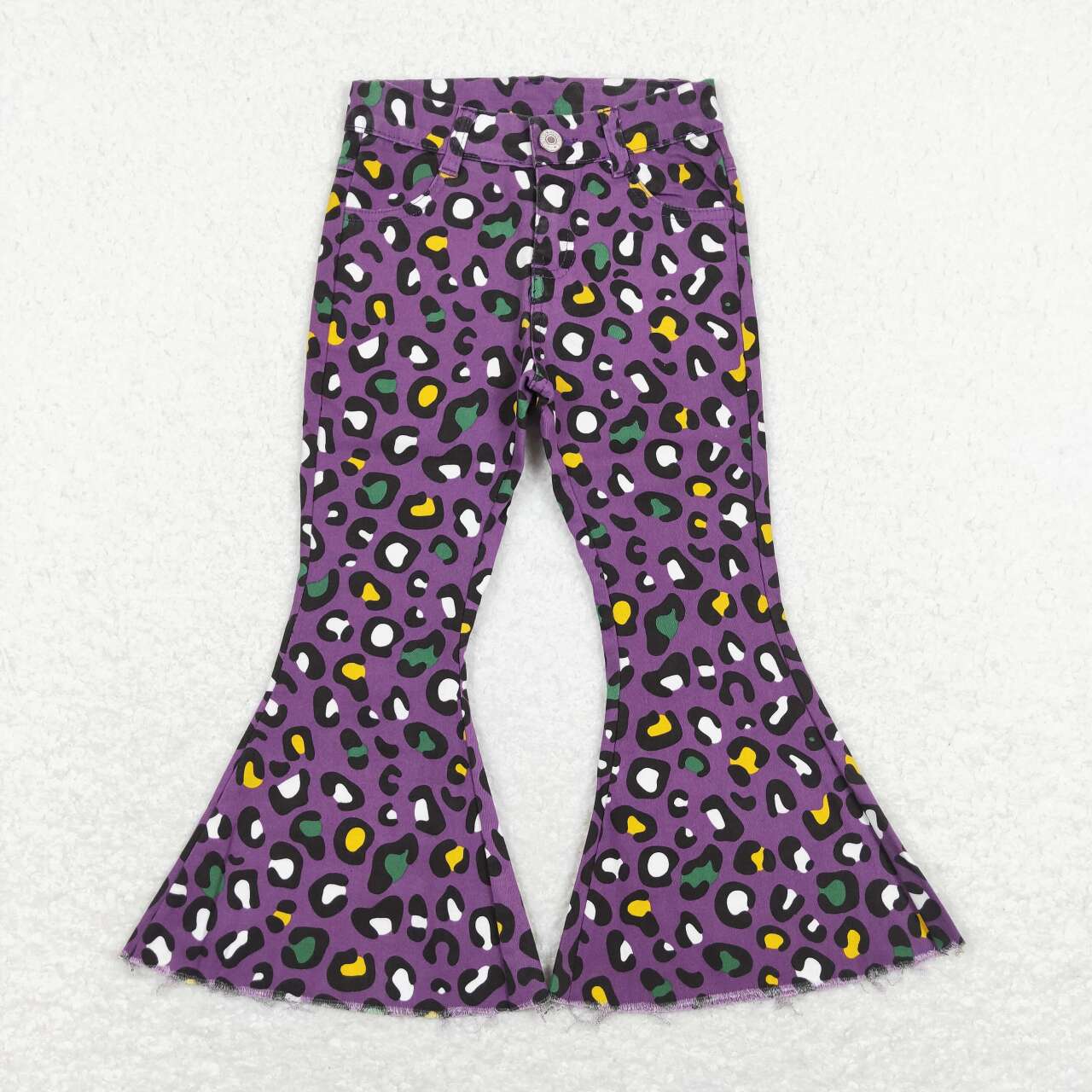 mardi gras purple green yellow leopard denim pants jeans