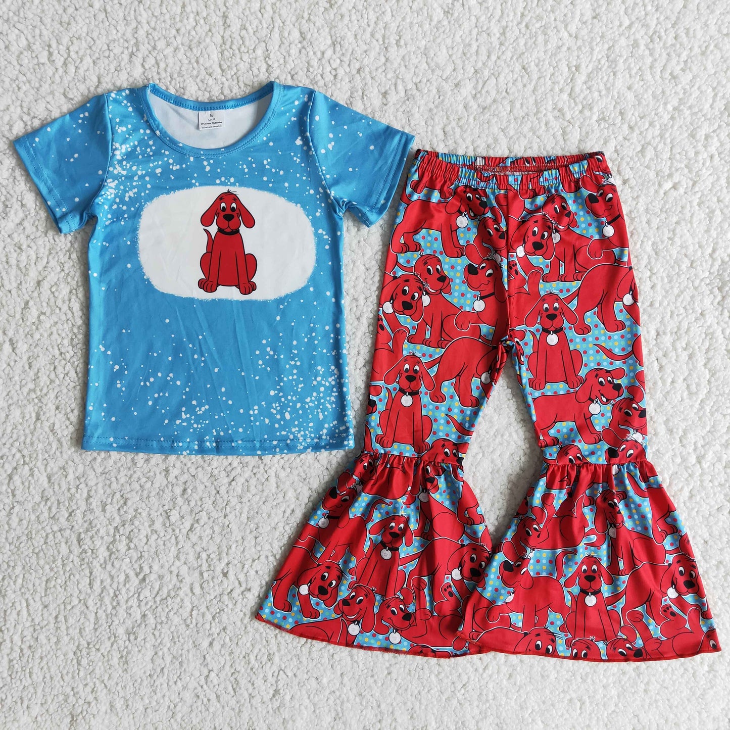 red dog print cartoon outfit