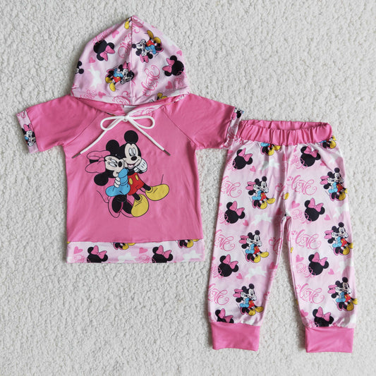 cartoon mouse hoodie pants set kids clothing