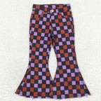 purple black orange checkered denim pants girl halloween jeans