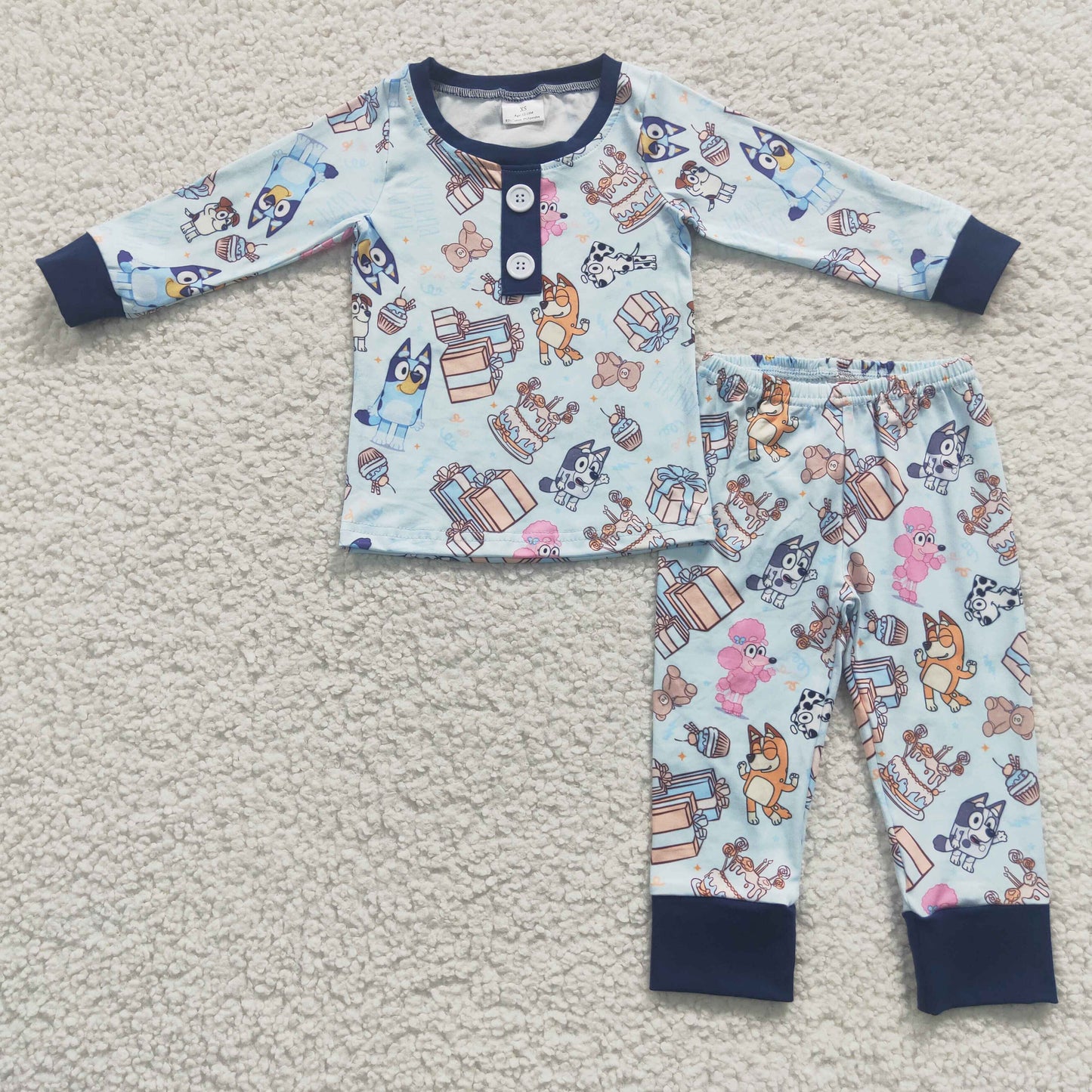 happy birthday boys bluey pajama set