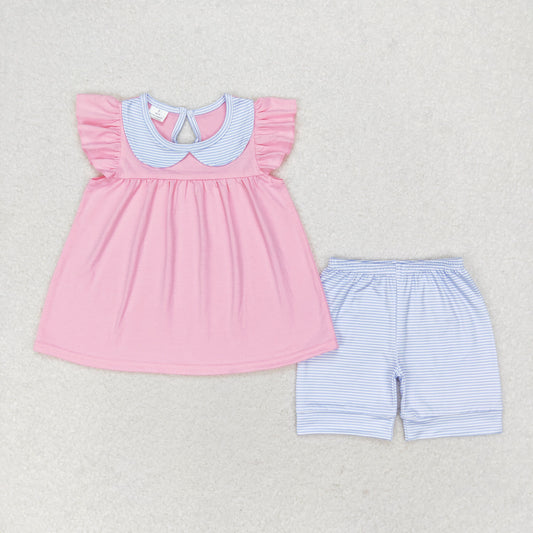 collared top stripe bloomer set