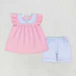 collared top stripe bloomer set