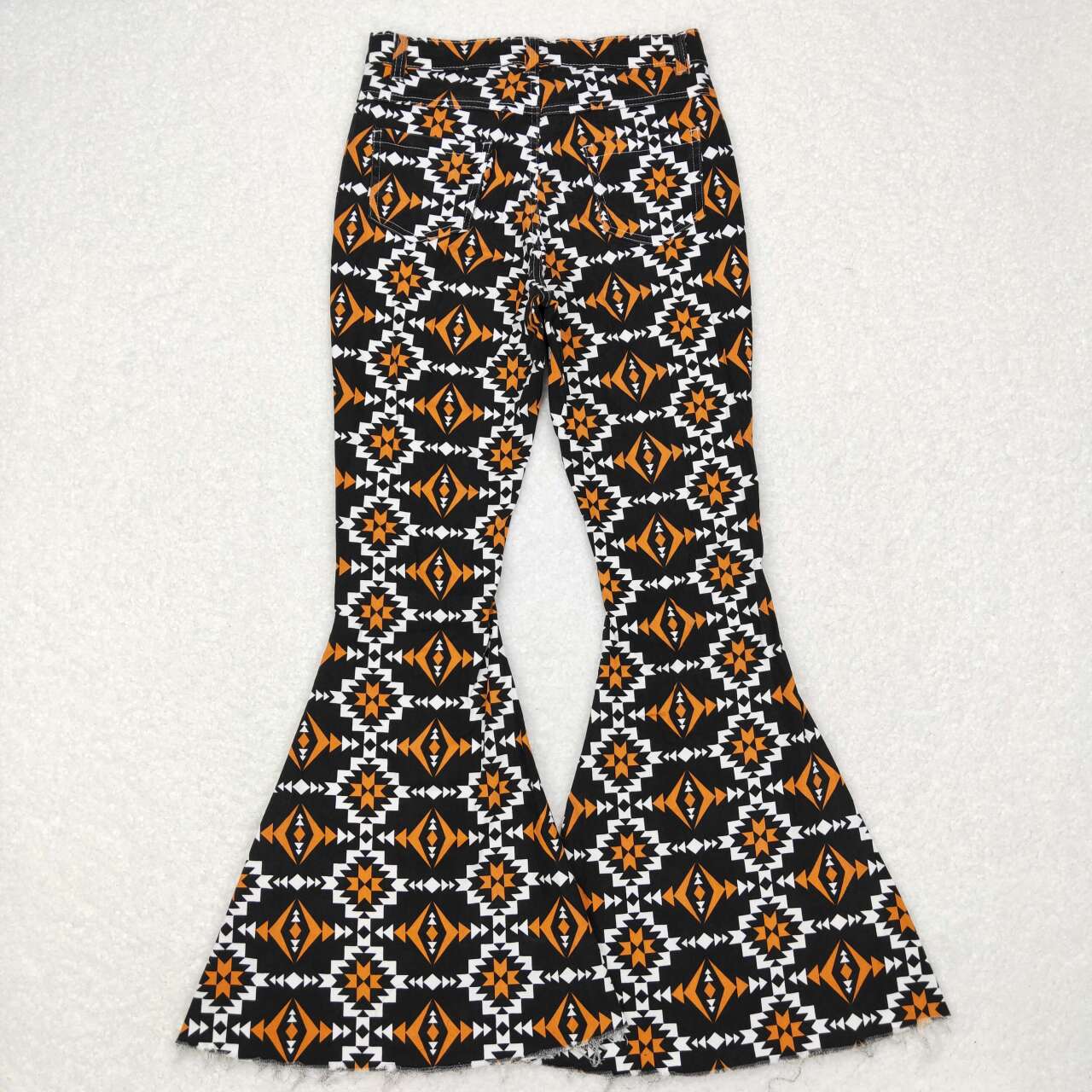 adult ladies flare black aztec denim pants jeans woman trousers