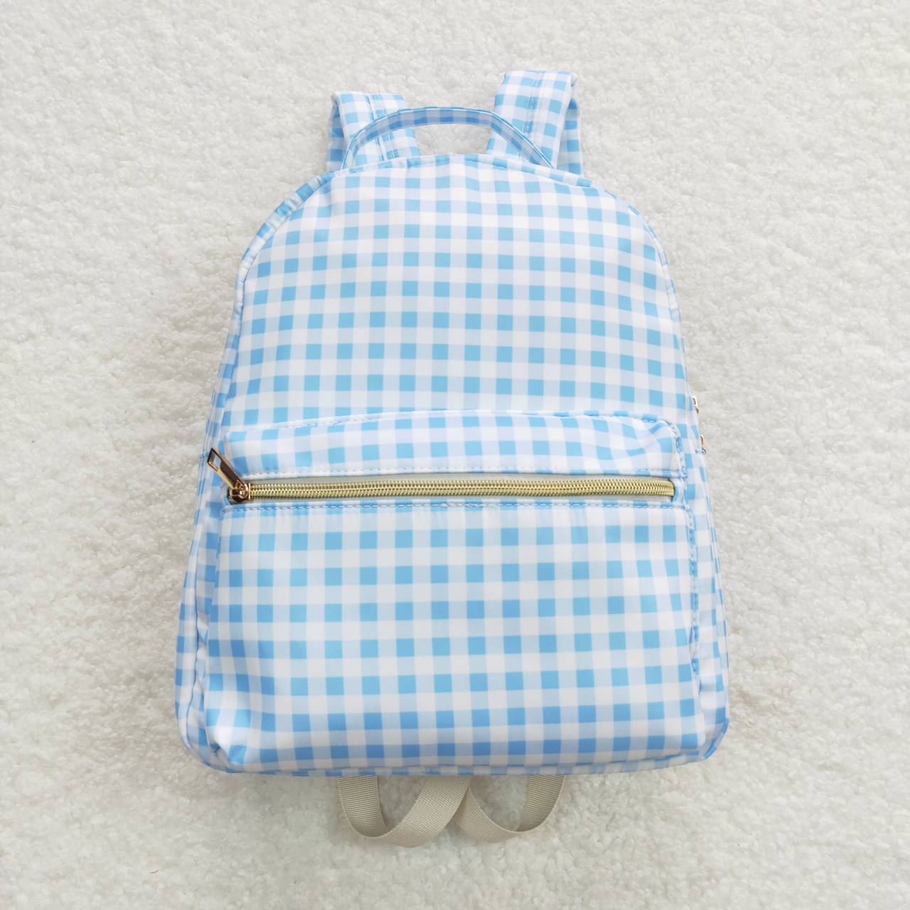 blue plaid kids backpack school bag
