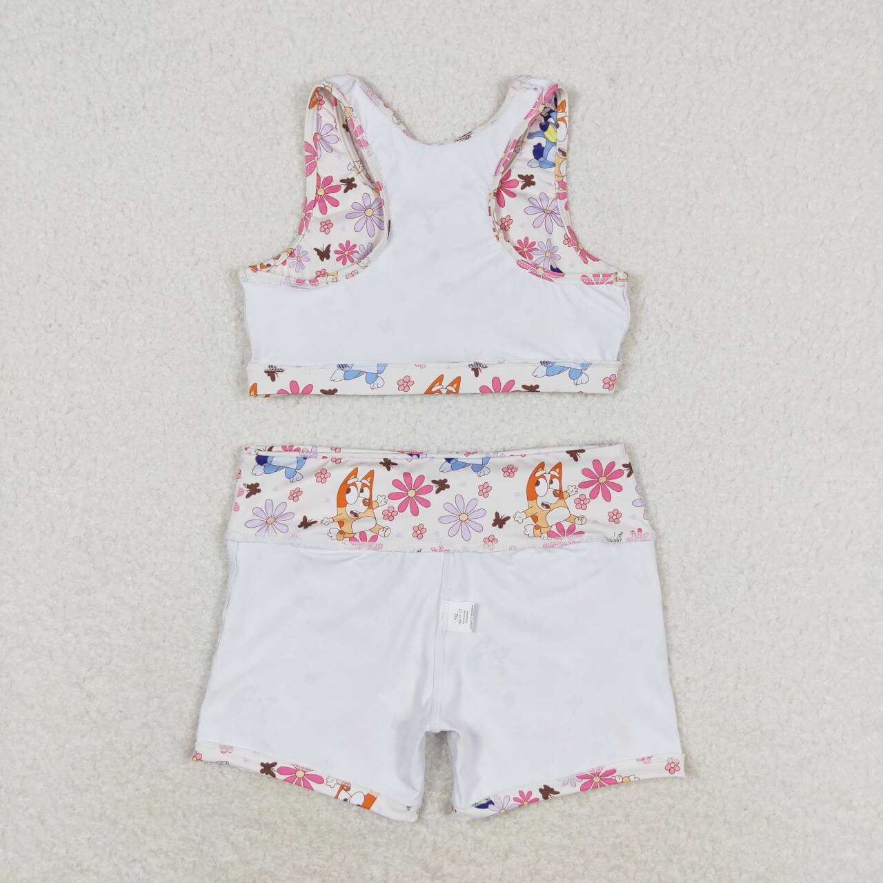 kids girl summer yoga suit dog flower