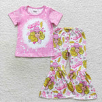 pink short sleeve howdy barbie bell bottom outfit