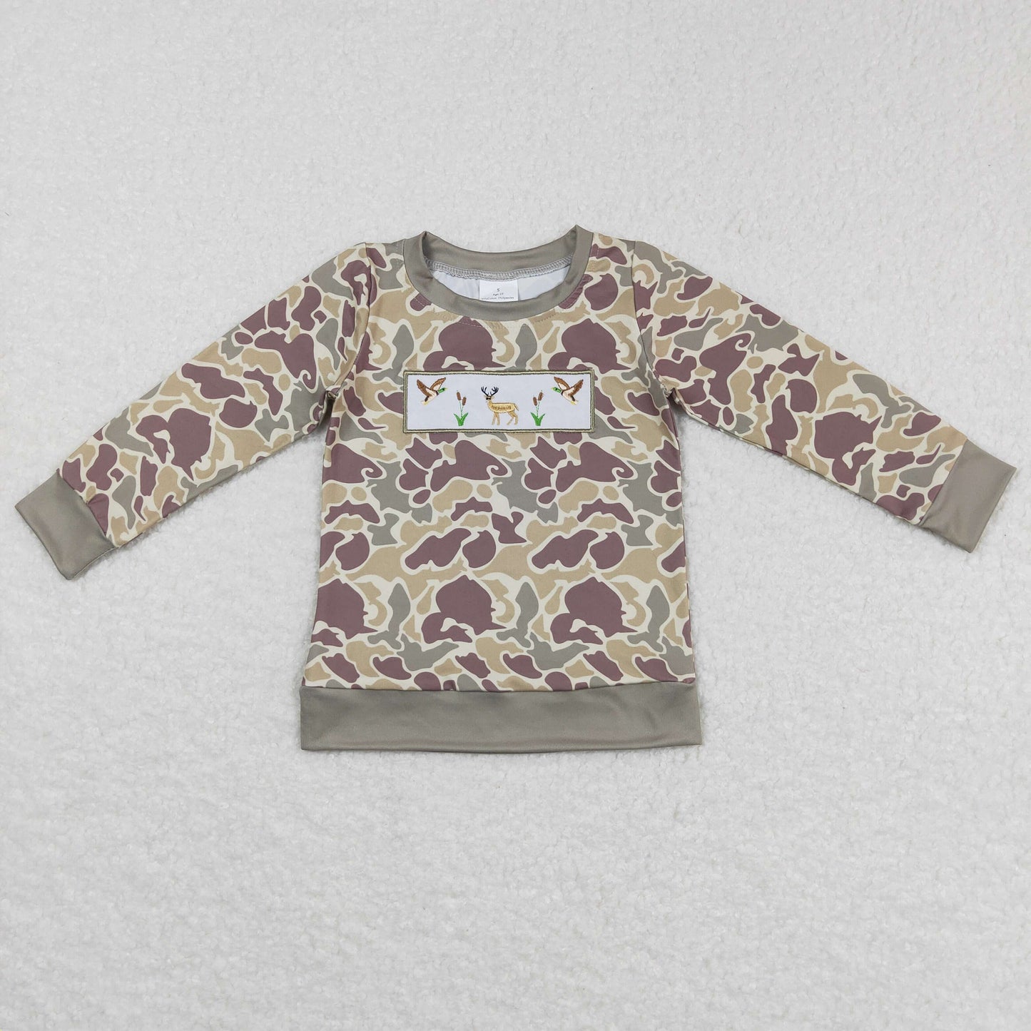 little boy camo embroidery pullover