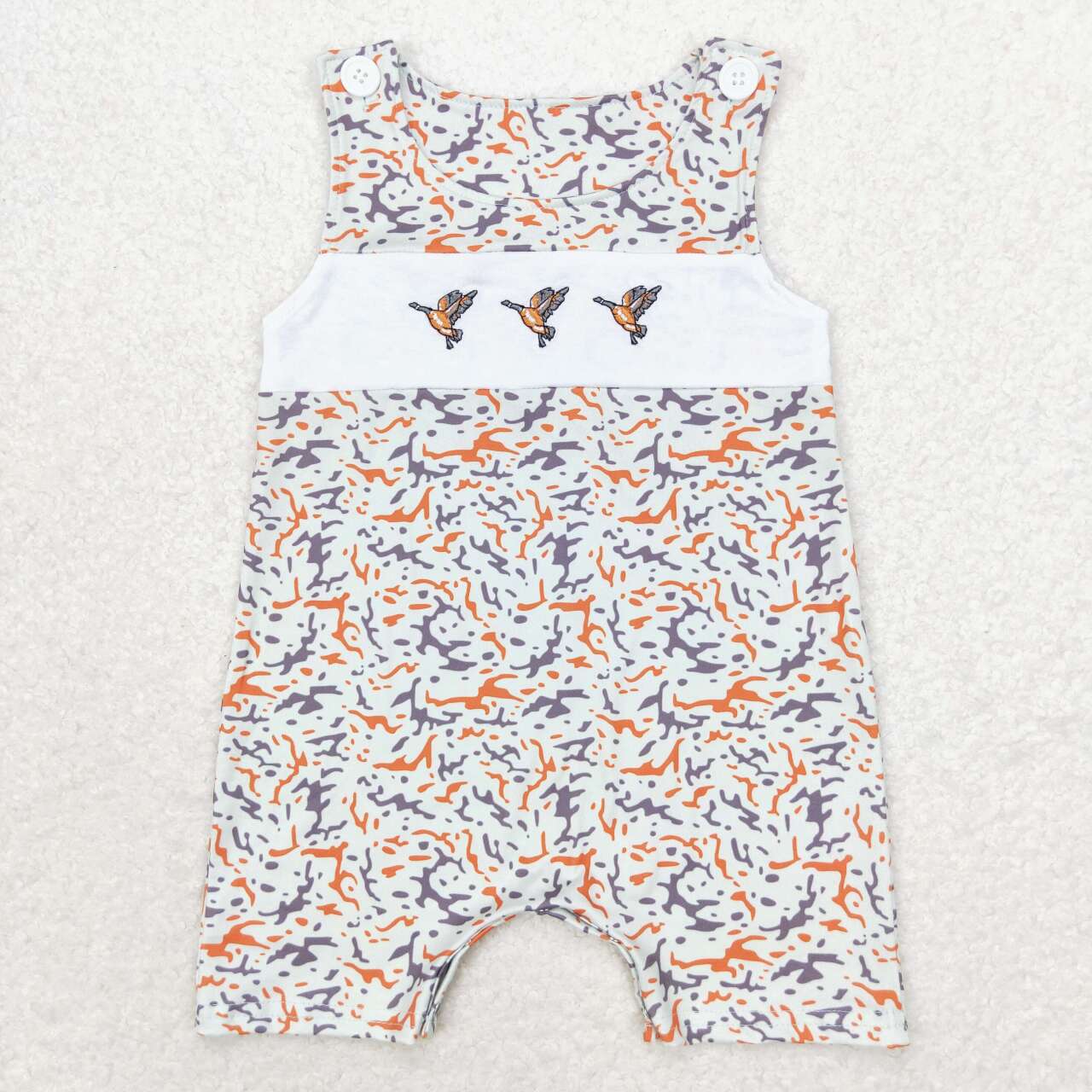 camo duck embroidery boys romper