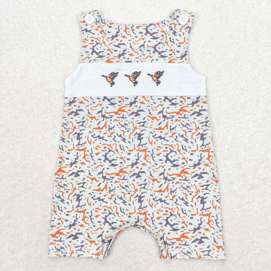 camo duck embroidery boys romper