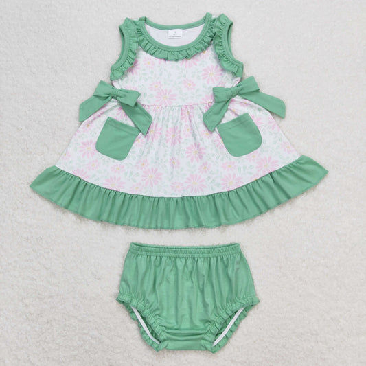pink flower swing bummie outfit with pocket