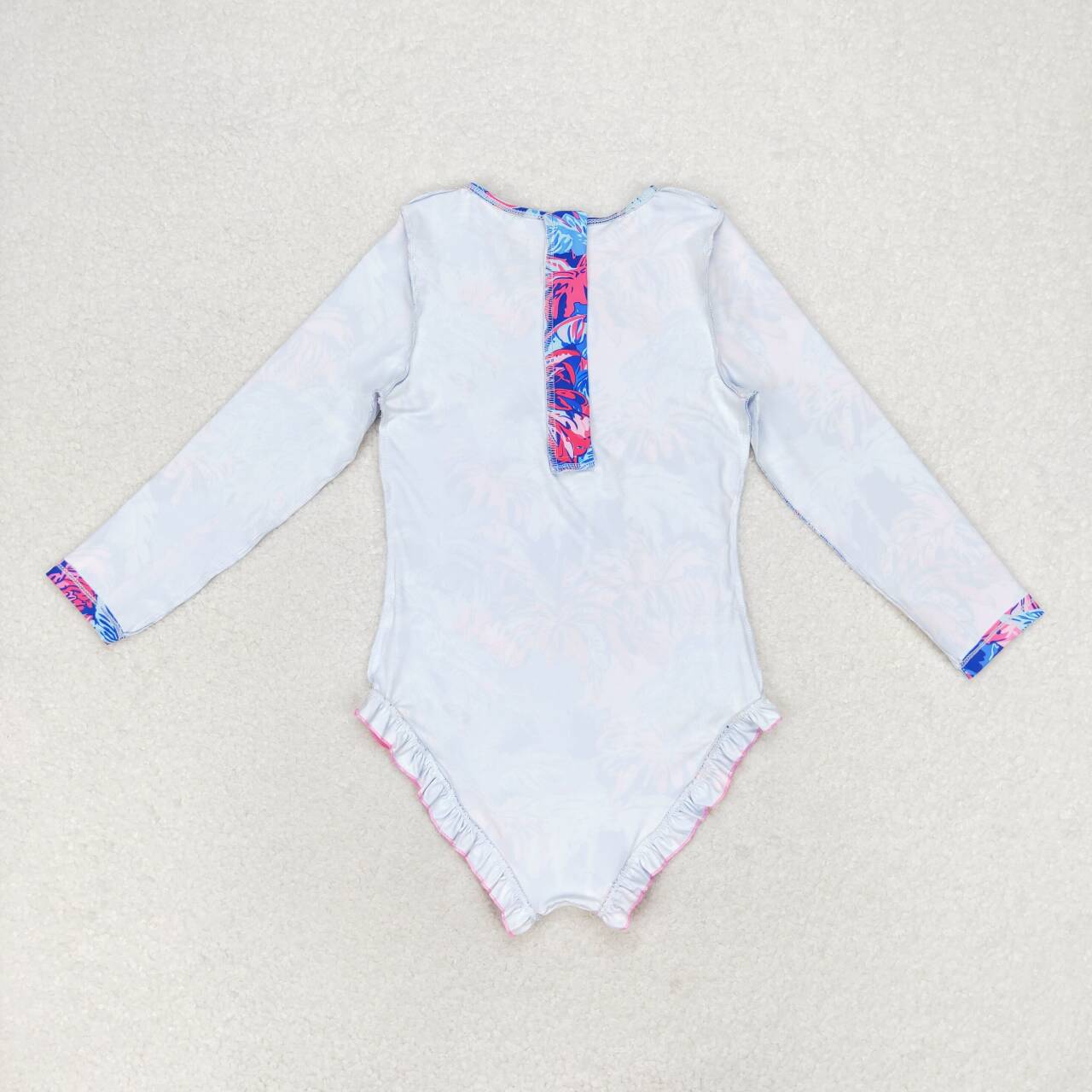 Preppy Barbiecore Palm Trees Blue Pink One Piece Swimsuit