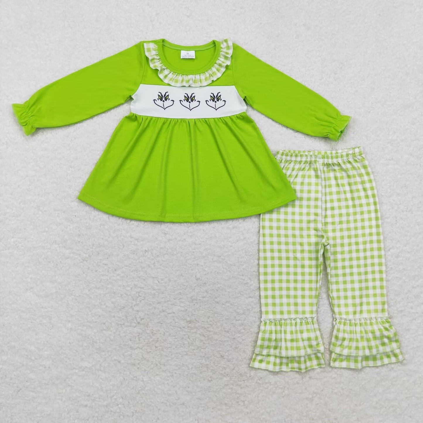 ruffle grinchey outfit baby girl Christmas clothing