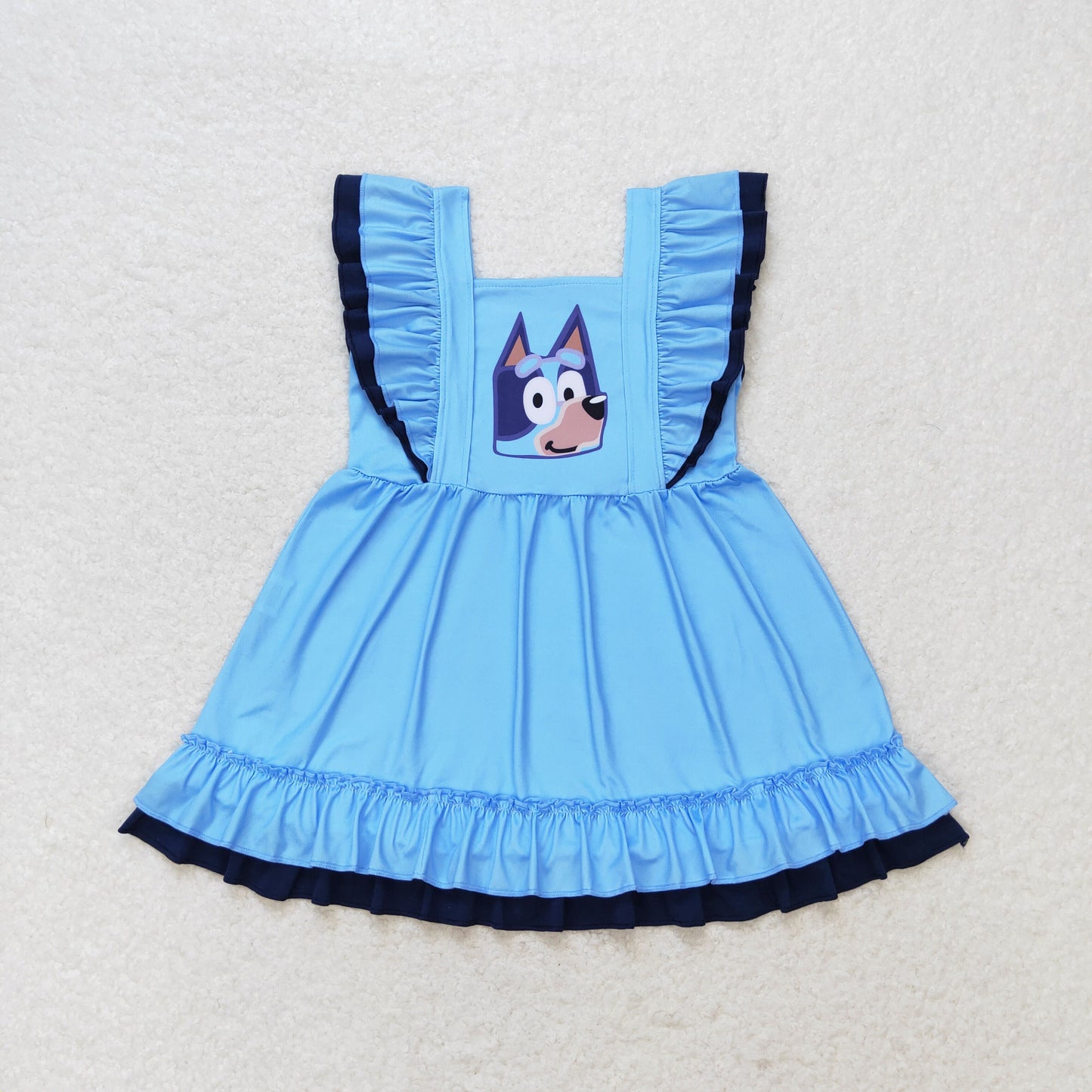 blue blu*y ruffle dress