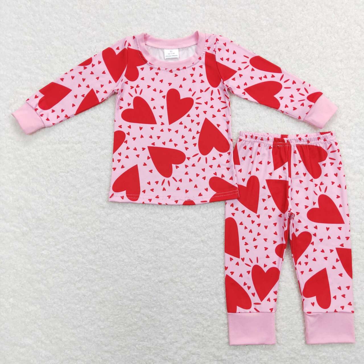 girl valentine's day red heart pajama