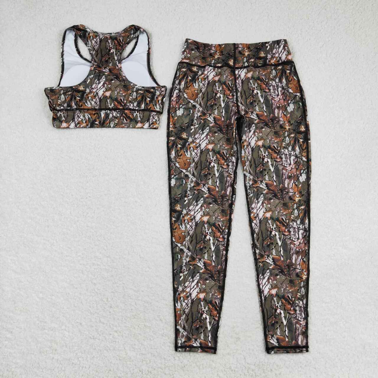 Sleeveless camo print 2 pcs adult women yoga clothes