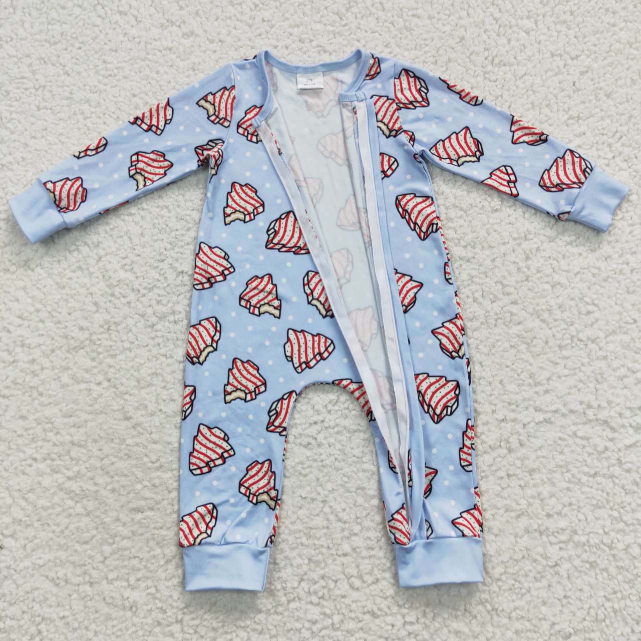 Blue Christmas cake zipper PJs