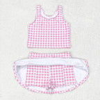 pink plaid skort girls swimsuit