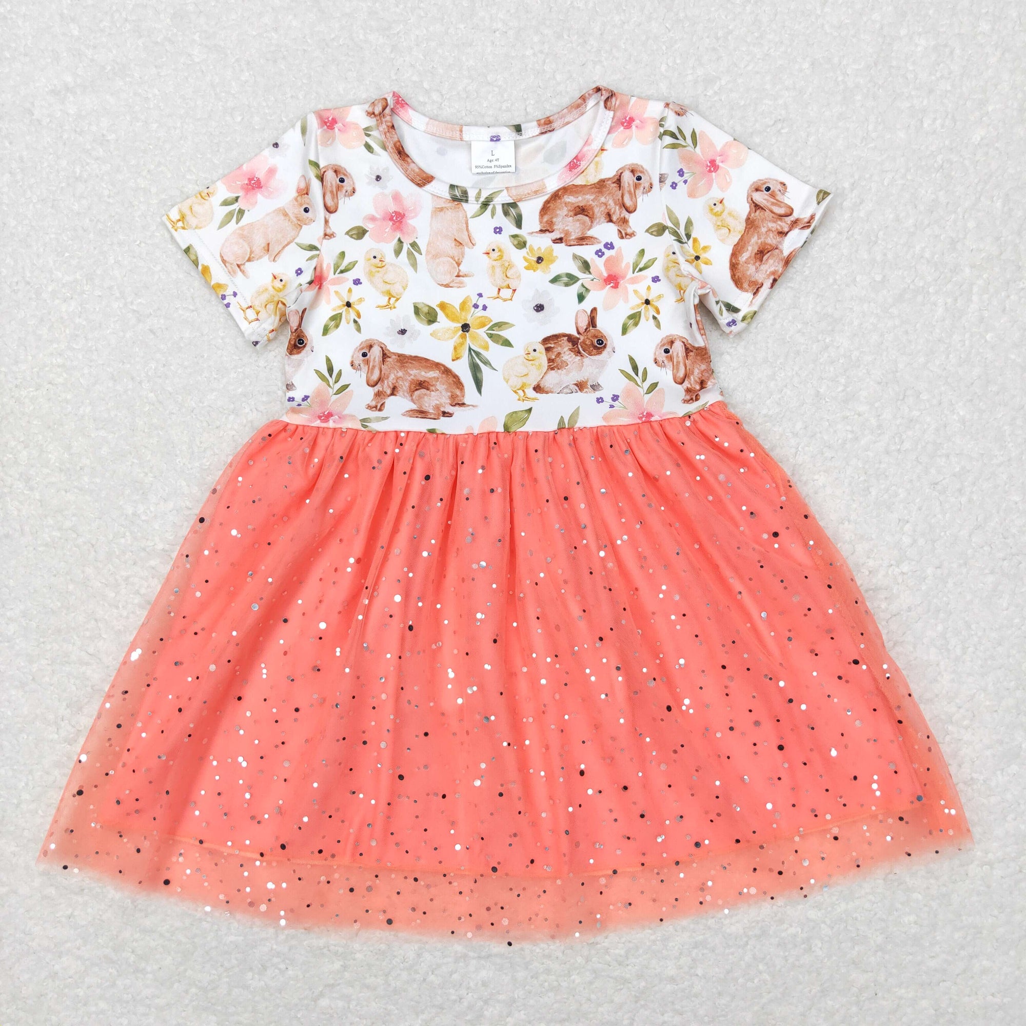 easter short sleeve rabbit tutu dress
