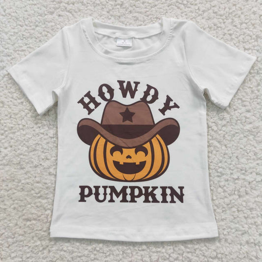 halloween howdy pumpkin white shirt