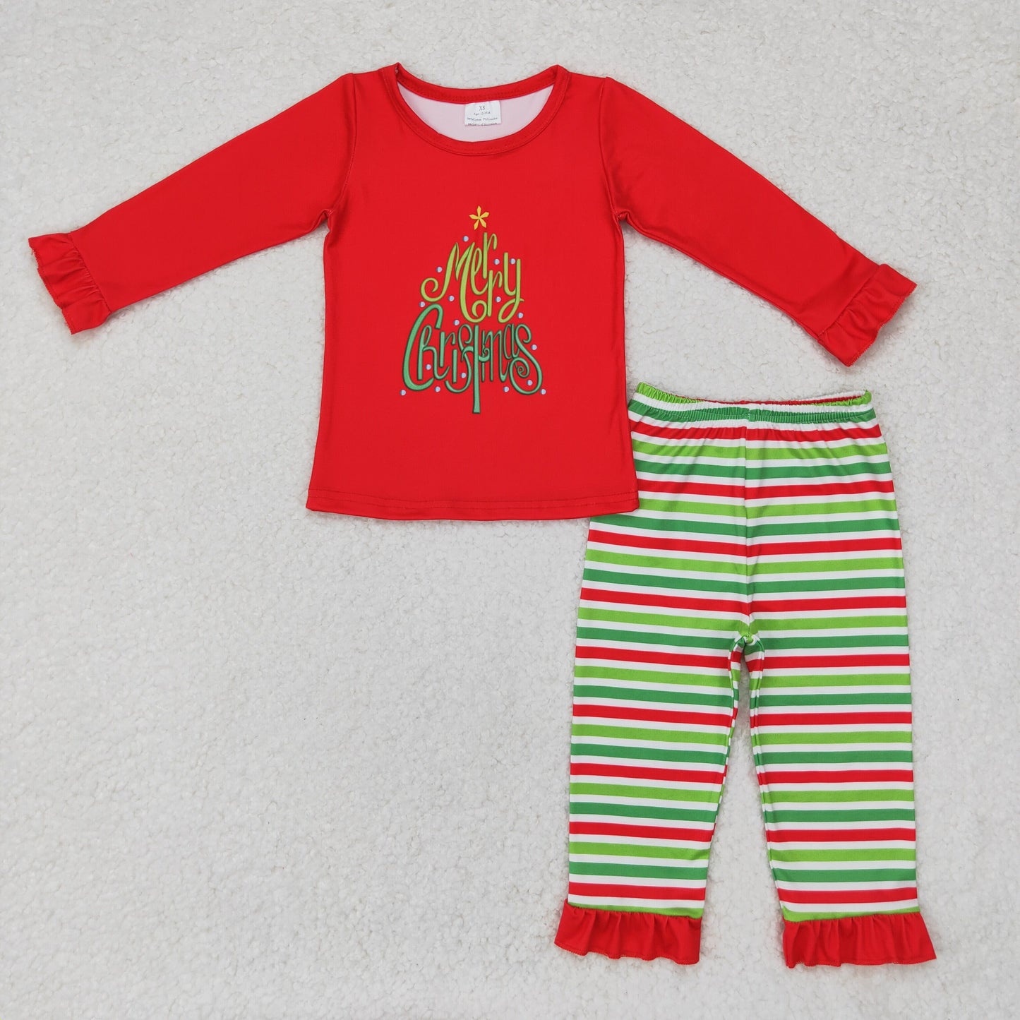 merry christmas stripes  pajama set girl