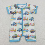 egg truck print baby boy easter romper