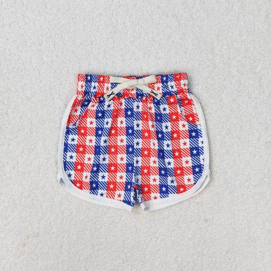 red white blue checkered stars 4th of july children echt mulberry shorts