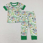 boy green short sleeve luckey charm blu*y pajama