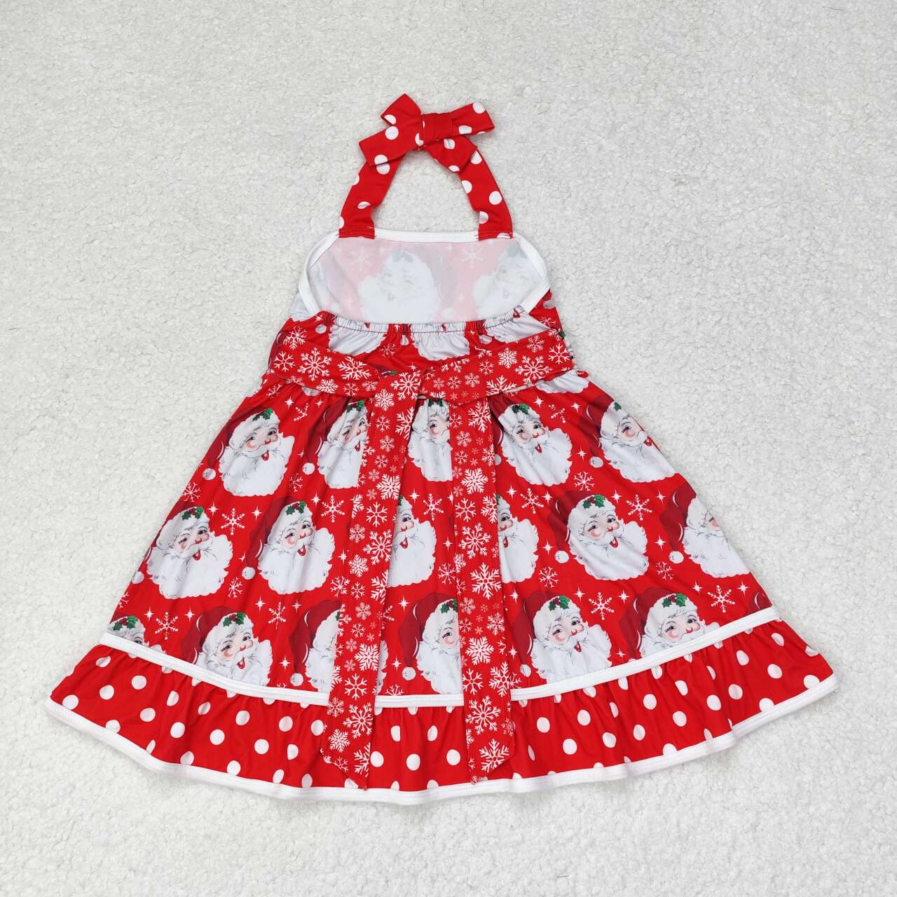 red santa print halt twirl dress