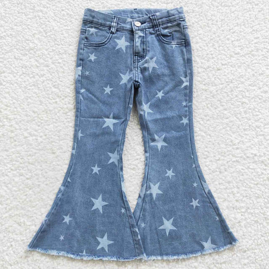 kids light blue star print belle denim pants