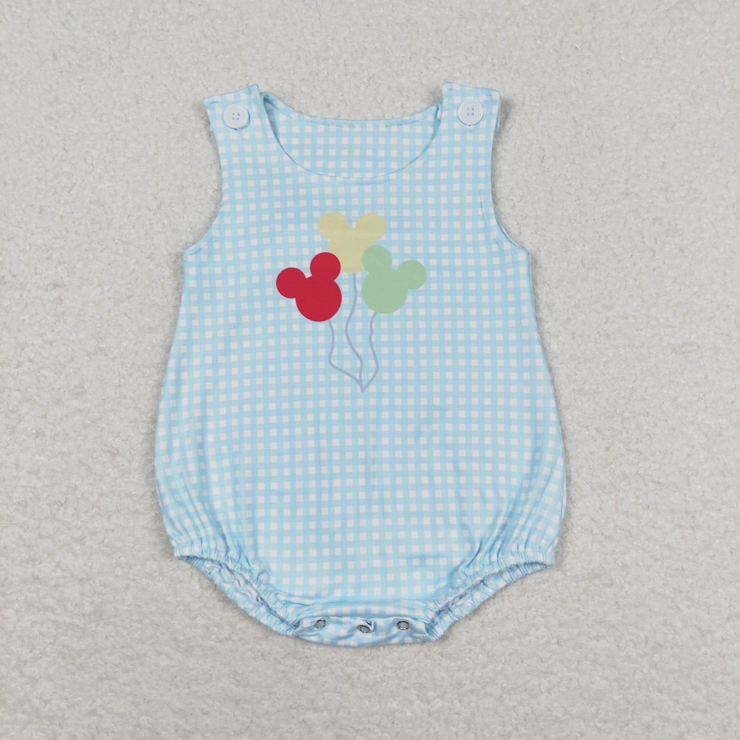 blue gingham balloon print tank bubble