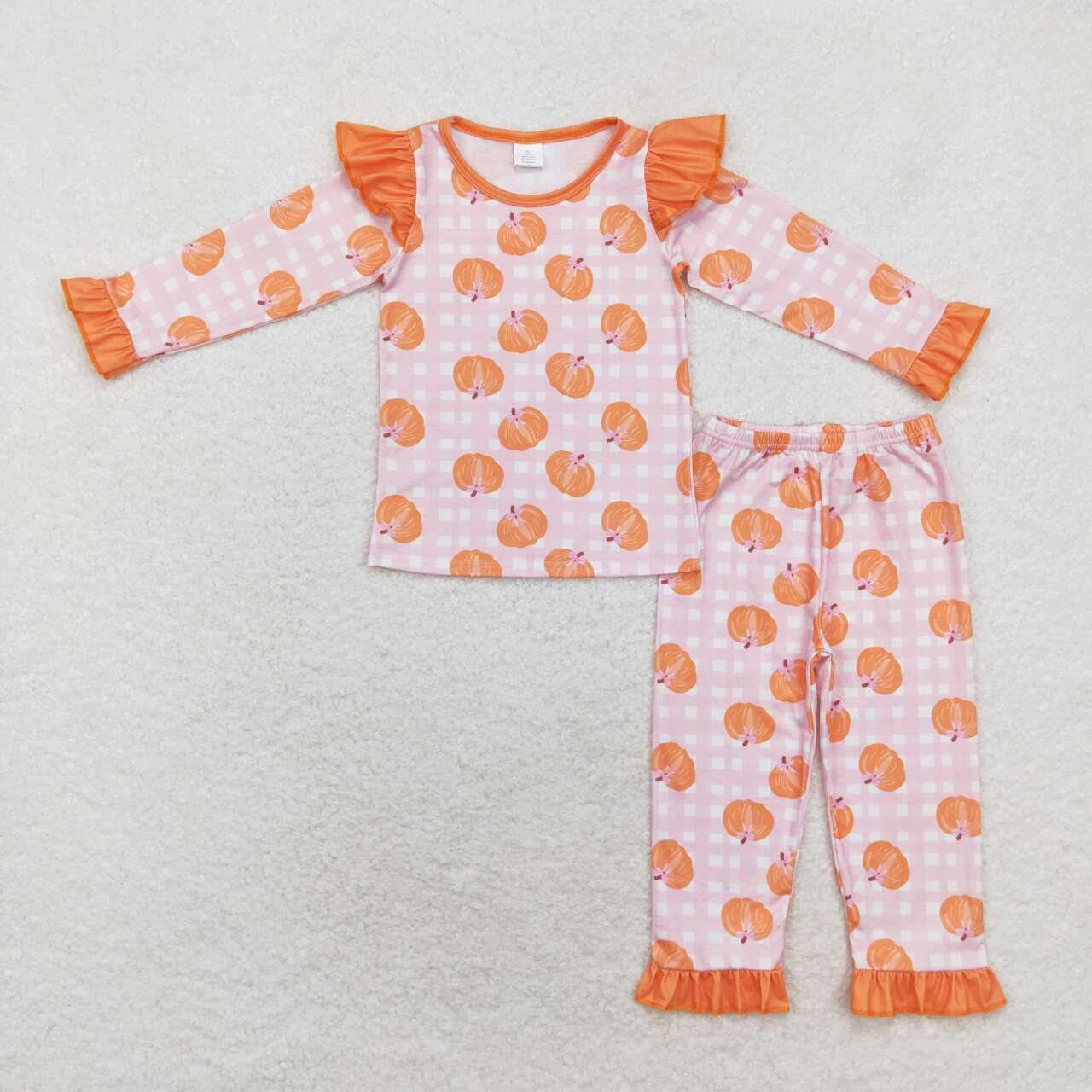 orange pumpkin bamboo pajama set girl