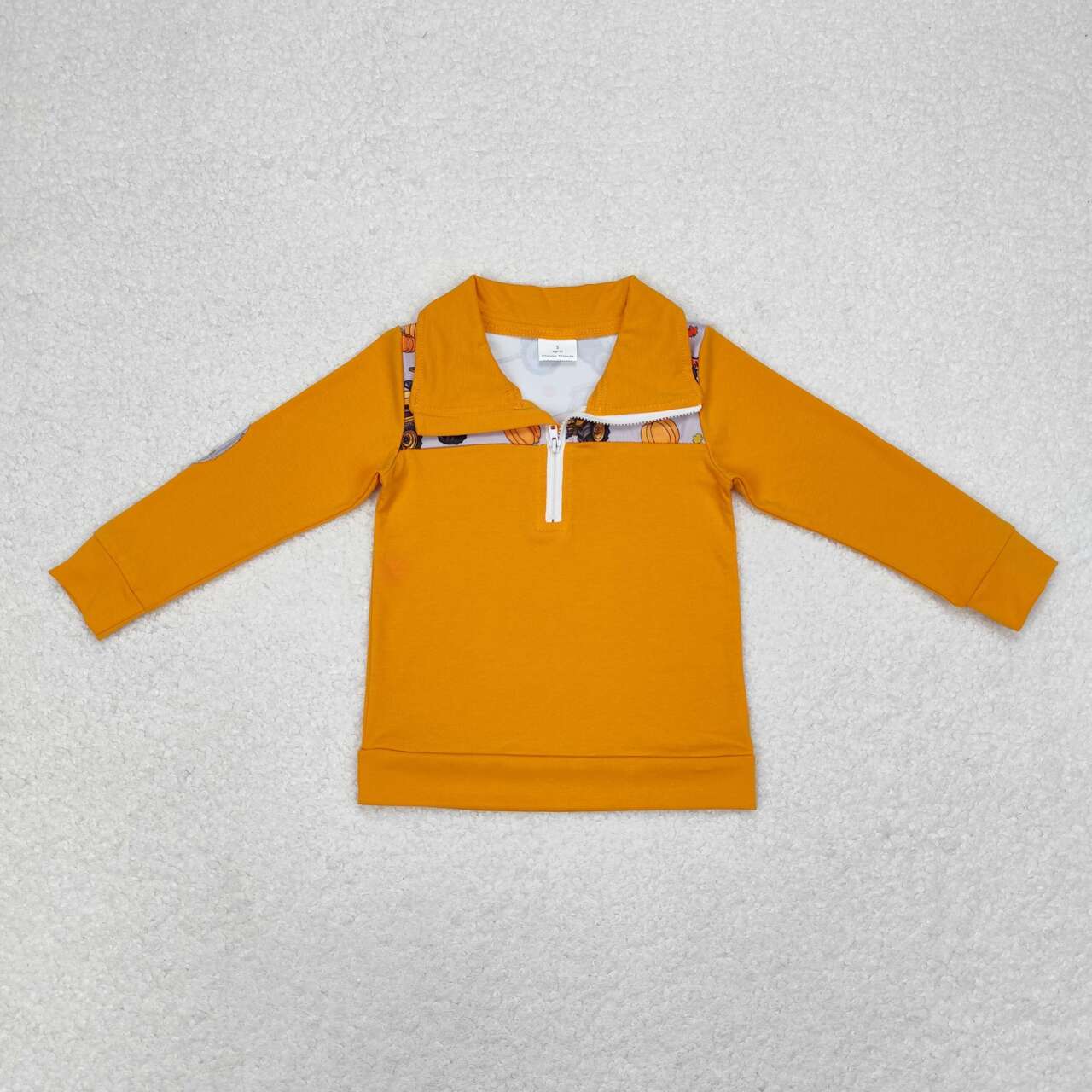 baby boy fall mustard pumpkin truck pullover