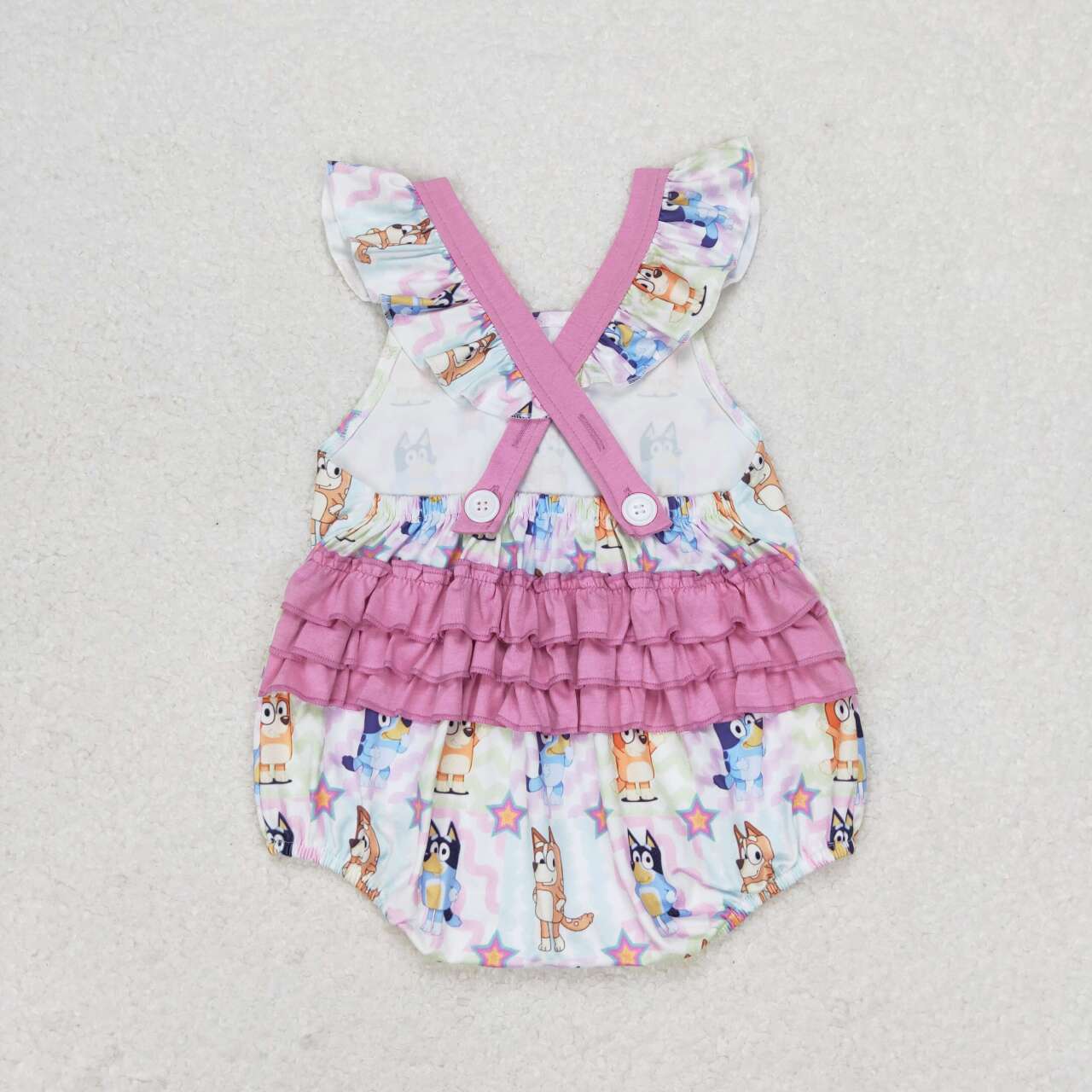 boho dog baby girl cross back ruffle bubble