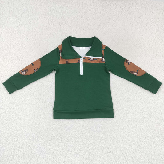green duck print pullover zip shirt boys fall clothes