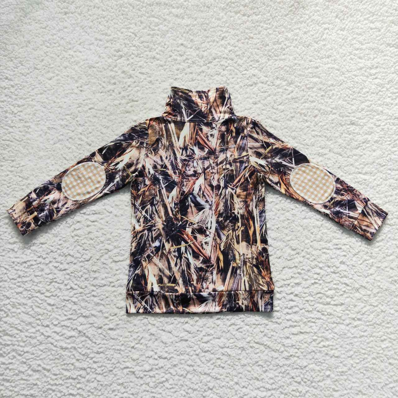 little boy camo zip pullover with dog print