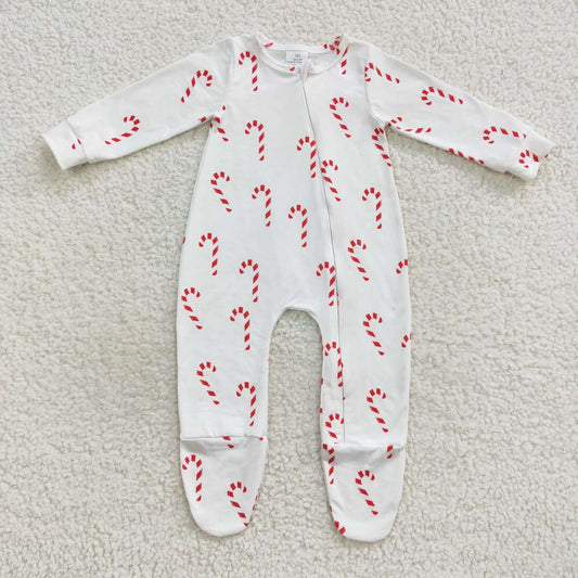 White candy cane toddler christmas footie sleeper