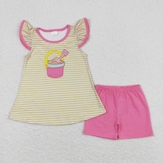 seaside fun embroidery shorts set toddler girls clothing